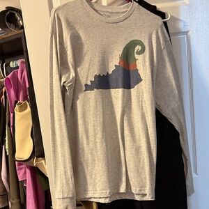 Gray Long Sleeve Shirt with Graphic Design